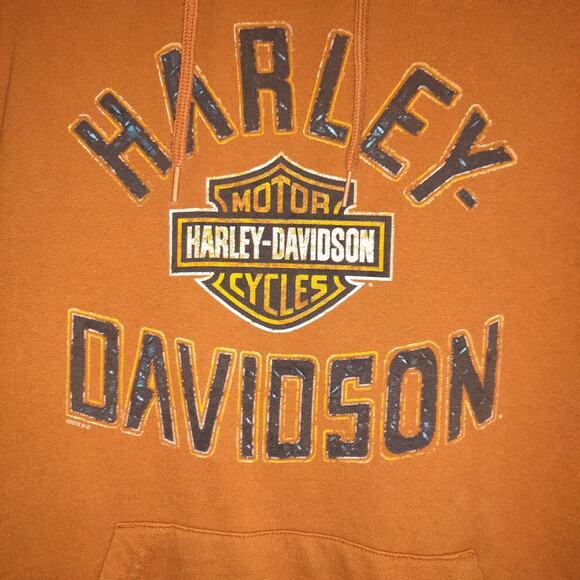 Harley Davidson Hoodie Sweatshirt Pullover Adult Orange Colorado Fanatics M - Picture 3 of 16
